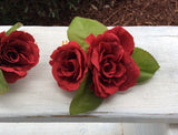 Red roses on hair comb
