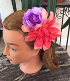 Double hair flower on comb