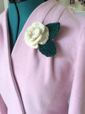 Crochet rose brooch