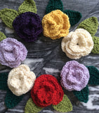 Crochet rose brooch