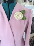 Crochet rose brooch