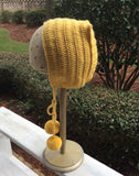 Crocheted winter bonnet