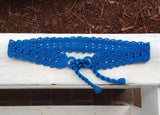 Crocheted belt in blue